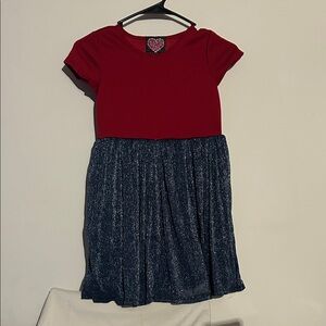 Forever Me Stylish Red and Sparkling Blue Kids Dress